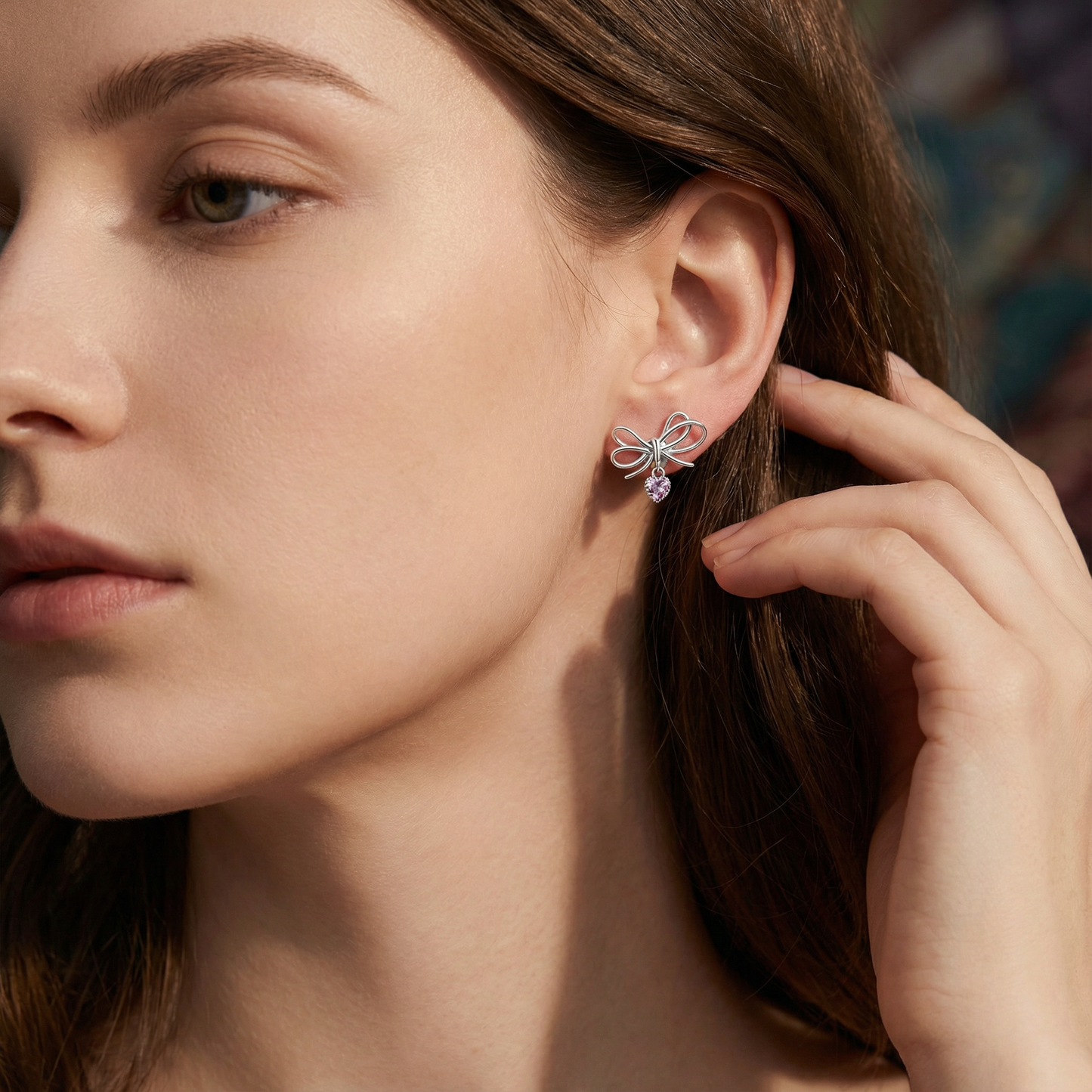 Christmas Bow Heart Earrings