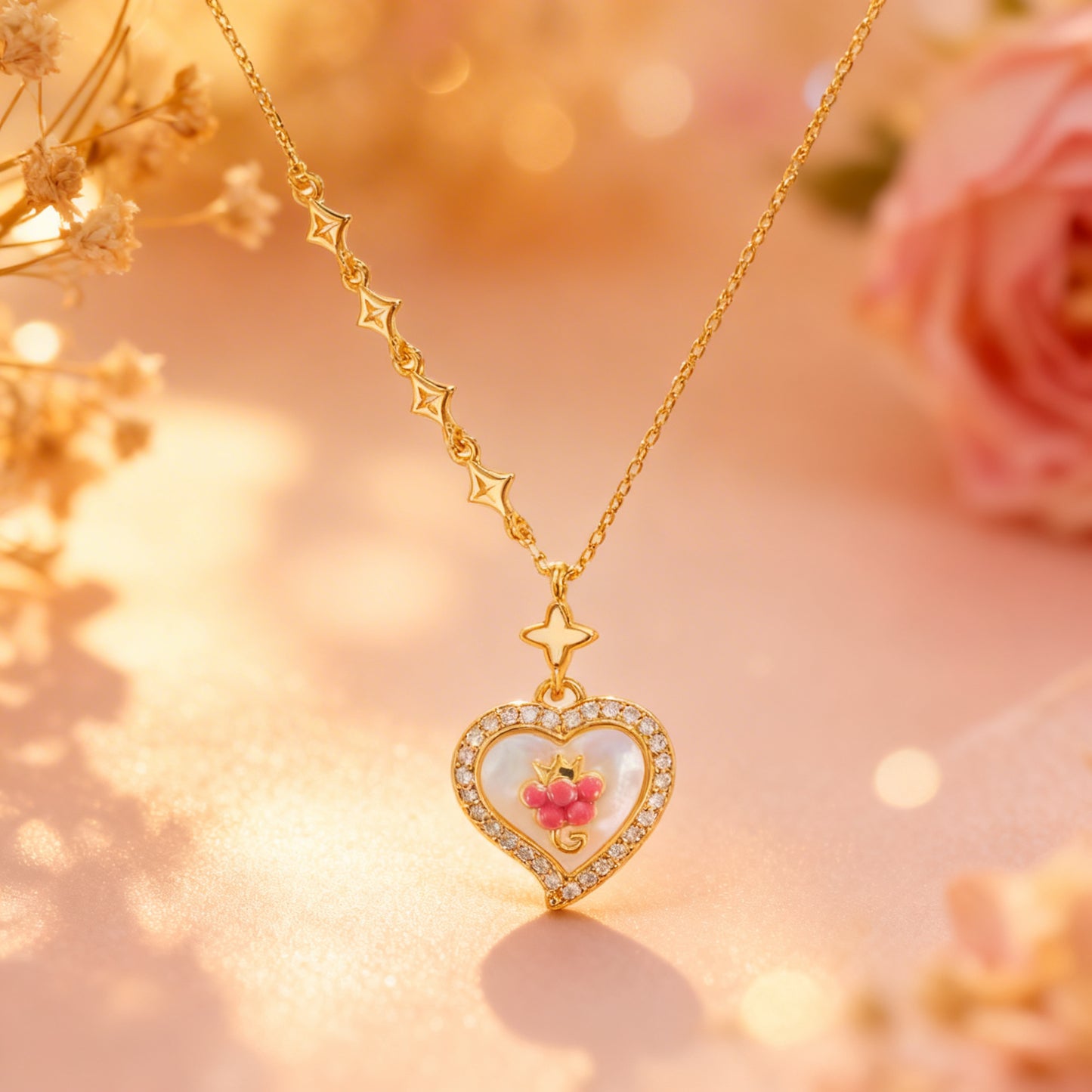 Grape Heart Halo Necklace