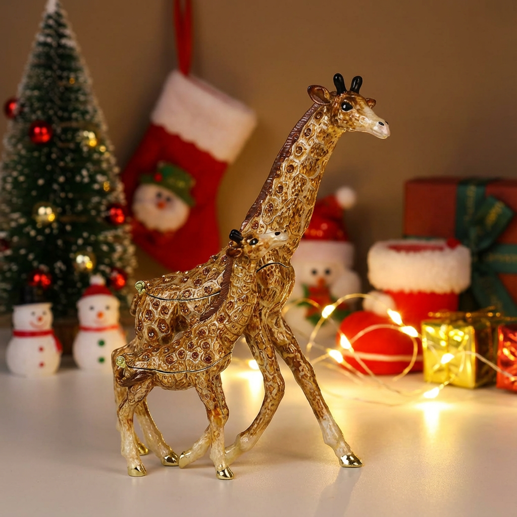 Mother & Baby Giraffe Trinket Box