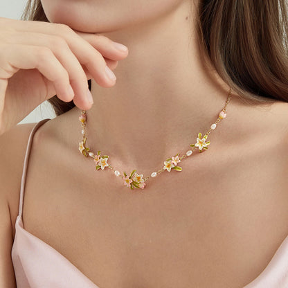 Plumeria Pearl Necklace