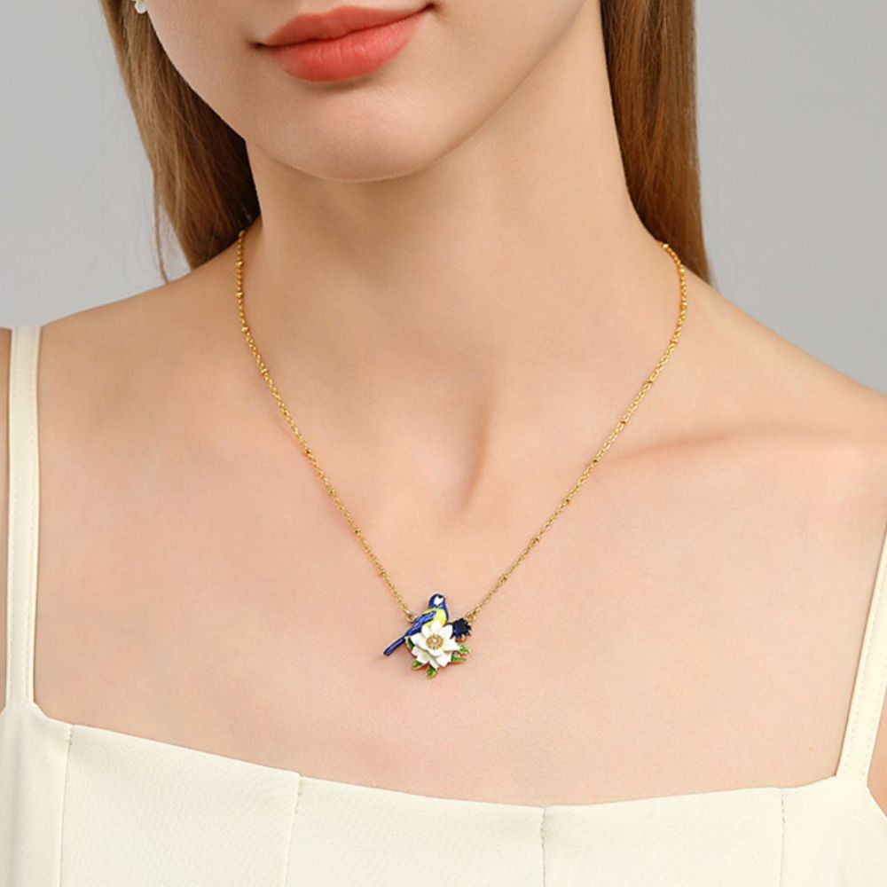 Blue Tit Gem Necklace