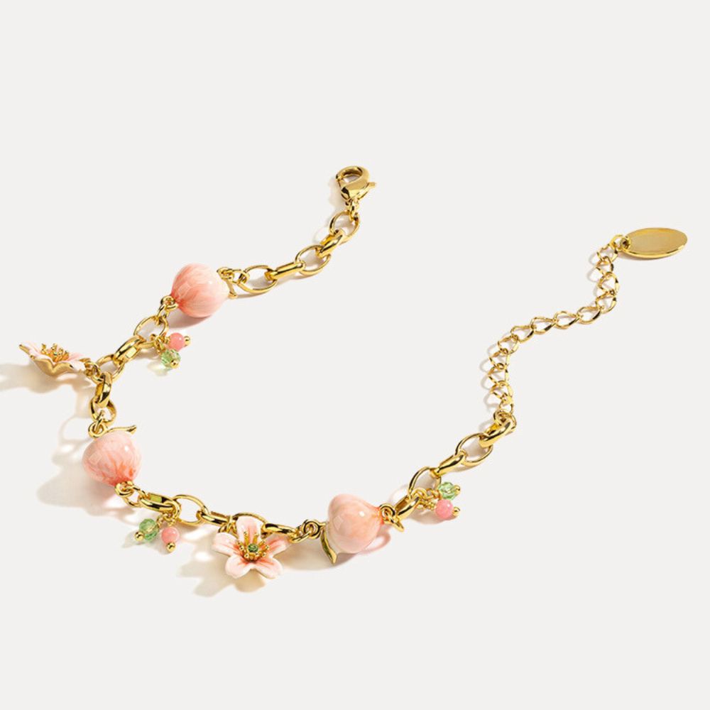 Peach Bracelet With Flower