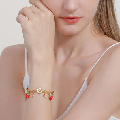 Strawberry Bracelet With Flower