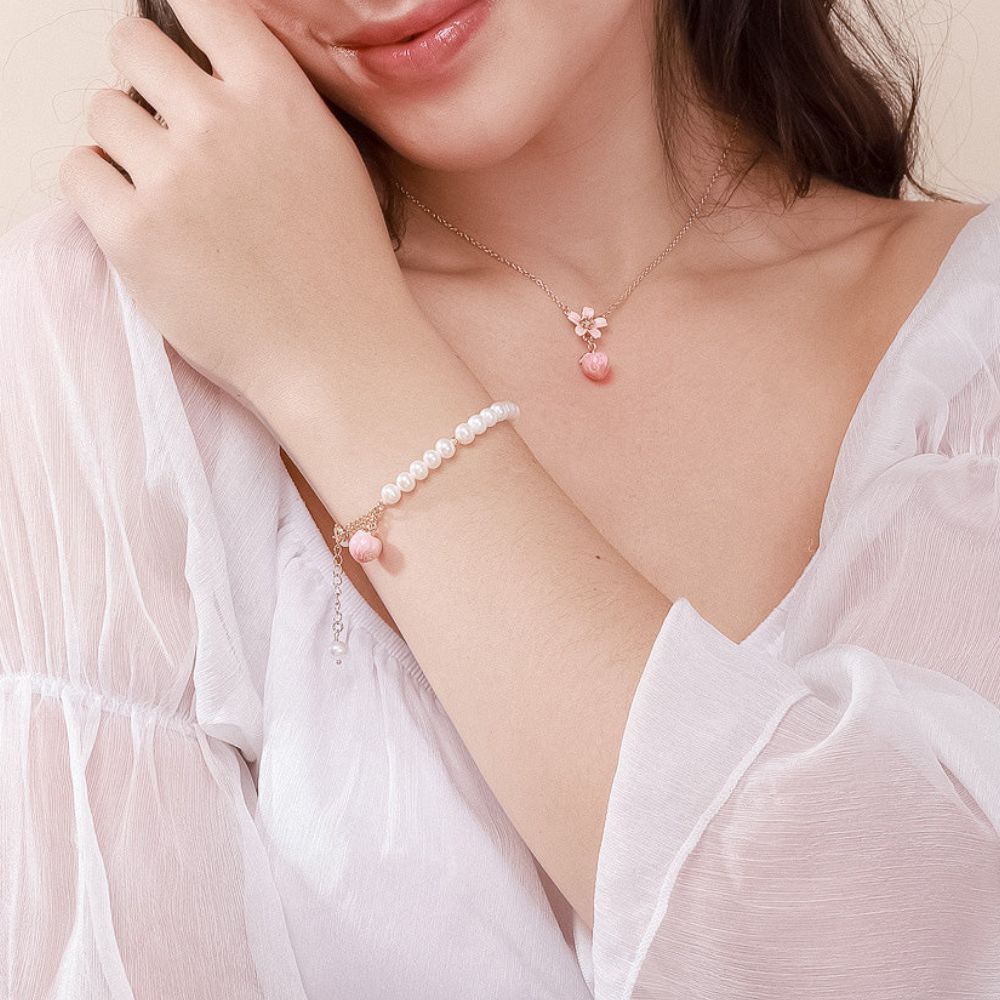 Peach Bracelet With Pearl