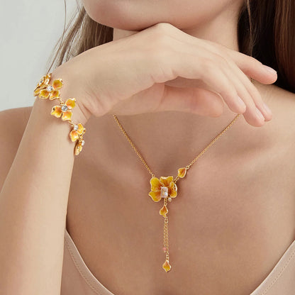 Golden Pansy Necklace