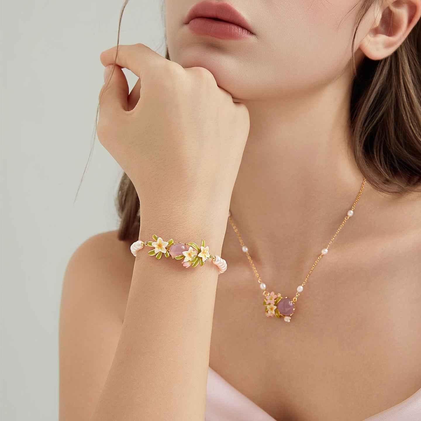 Plumeria Pearl Bracelet