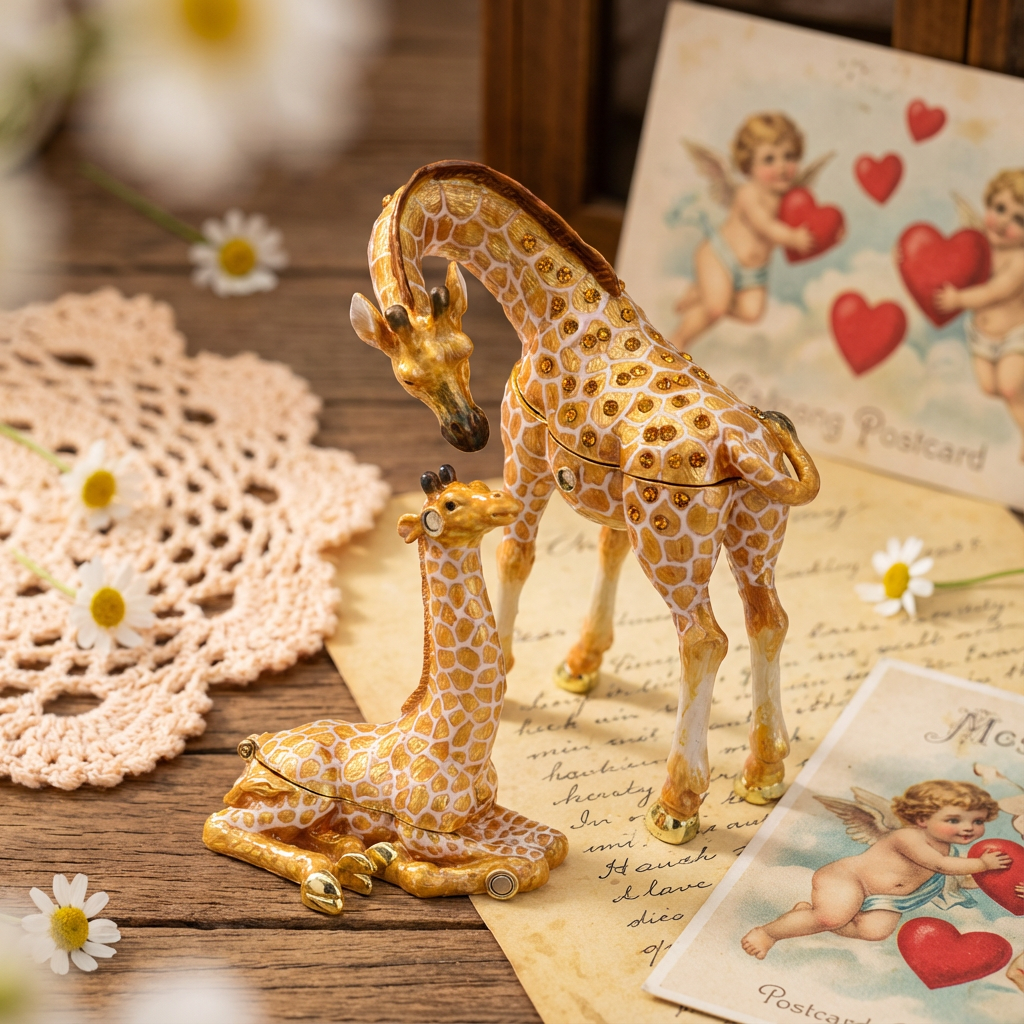 Mother & Baby Giraffe Trinket Box