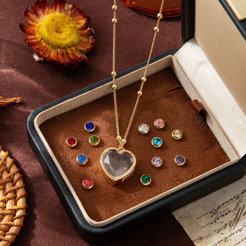 Personalized Memory Heart Charm Box Necklace