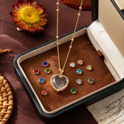 Personalized Memory Heart Charm Box Necklace