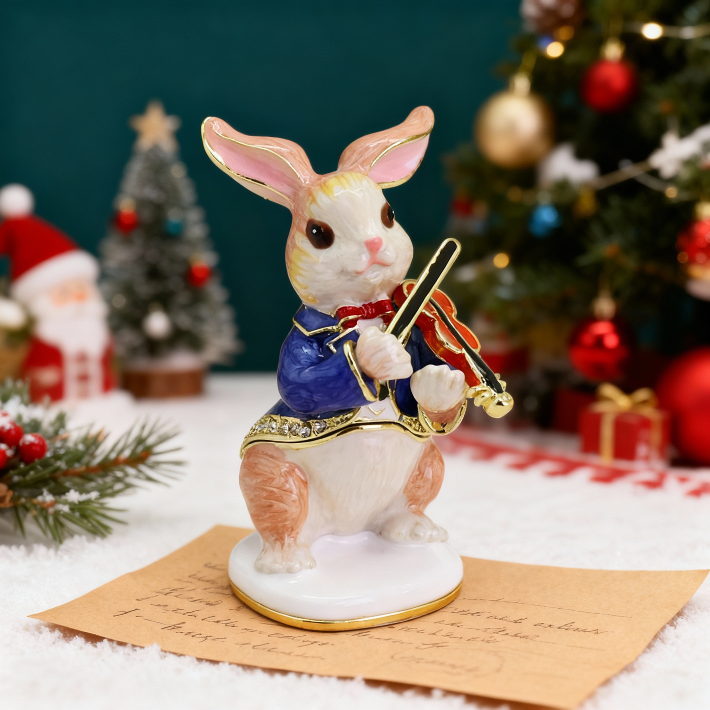Violin Rabbit Trinket Box