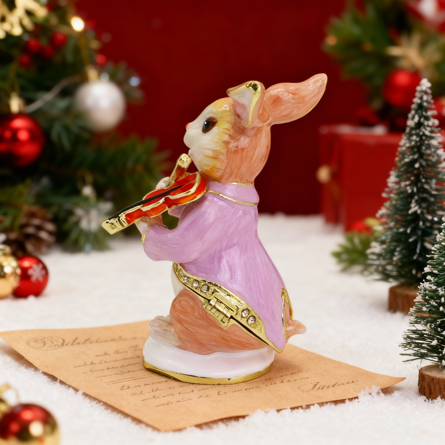 Violin Rabbit Trinket Box