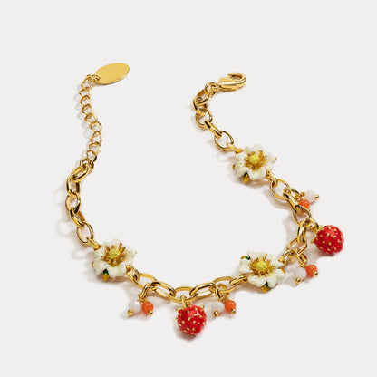 Strawberry Bracelet With Flower