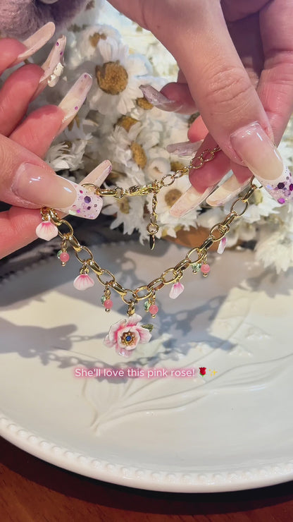 Pink Rose Bracelet