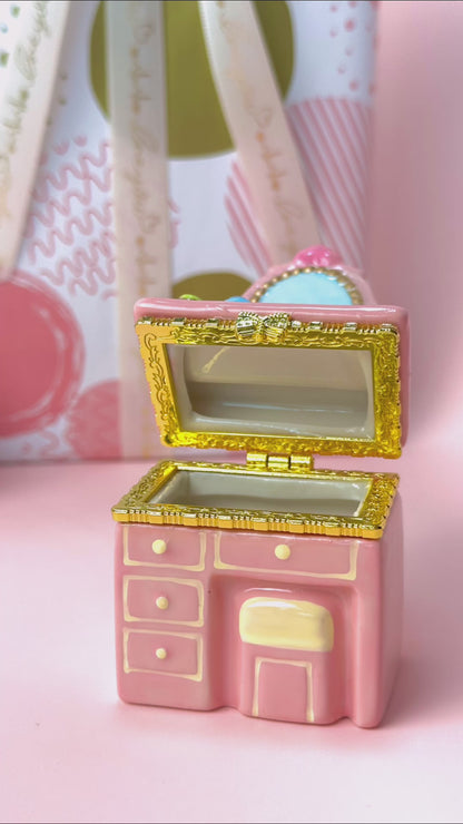 Pink Vanity Table Trinket Box
