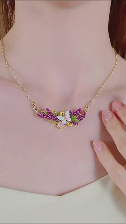 Lavender Butterfly Necklace