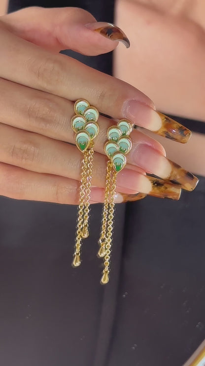 Peacock Feather Tassel Earrings