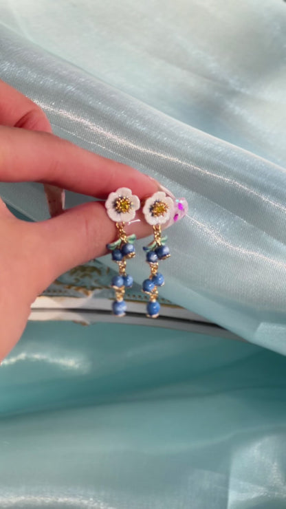 Blueberry Flower Tassel Earrings
