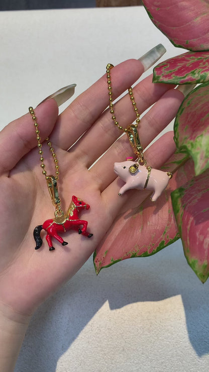 Pink Pig Locket Pendant