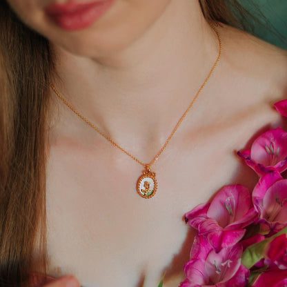 Wild Rose Oil Painting Necklace