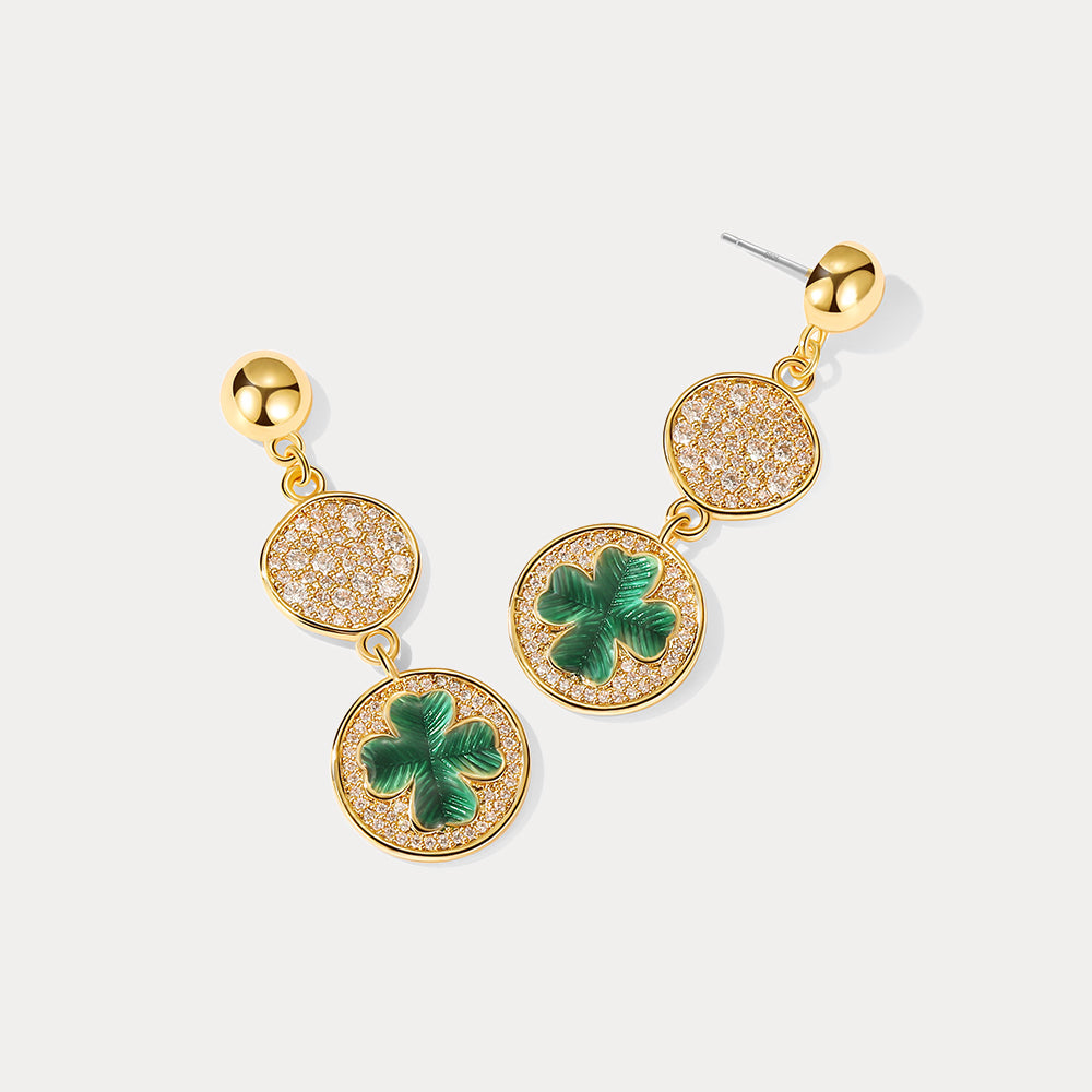 Four-Leaf Clover Coin Post Earrings