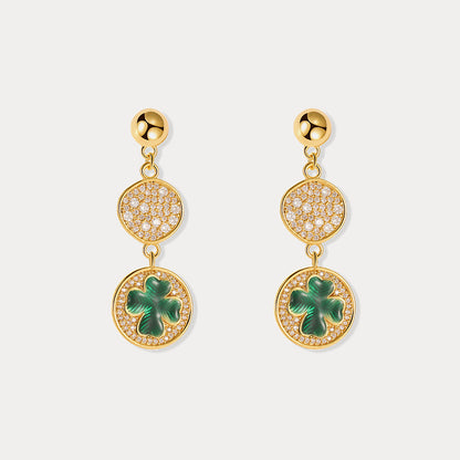 Four-Leaf Clover Coin Post Earrings