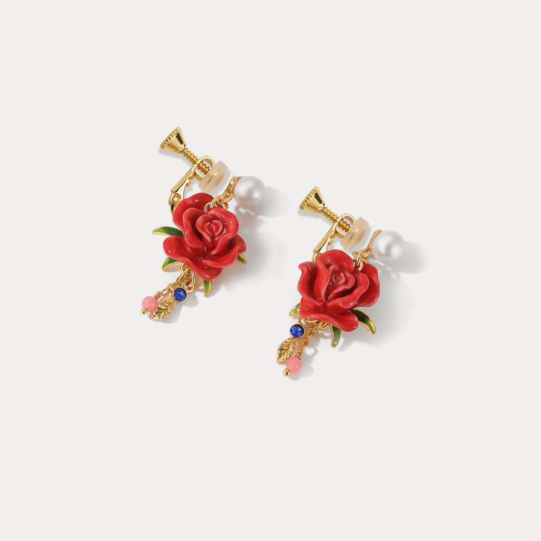 Red Rose Earrings